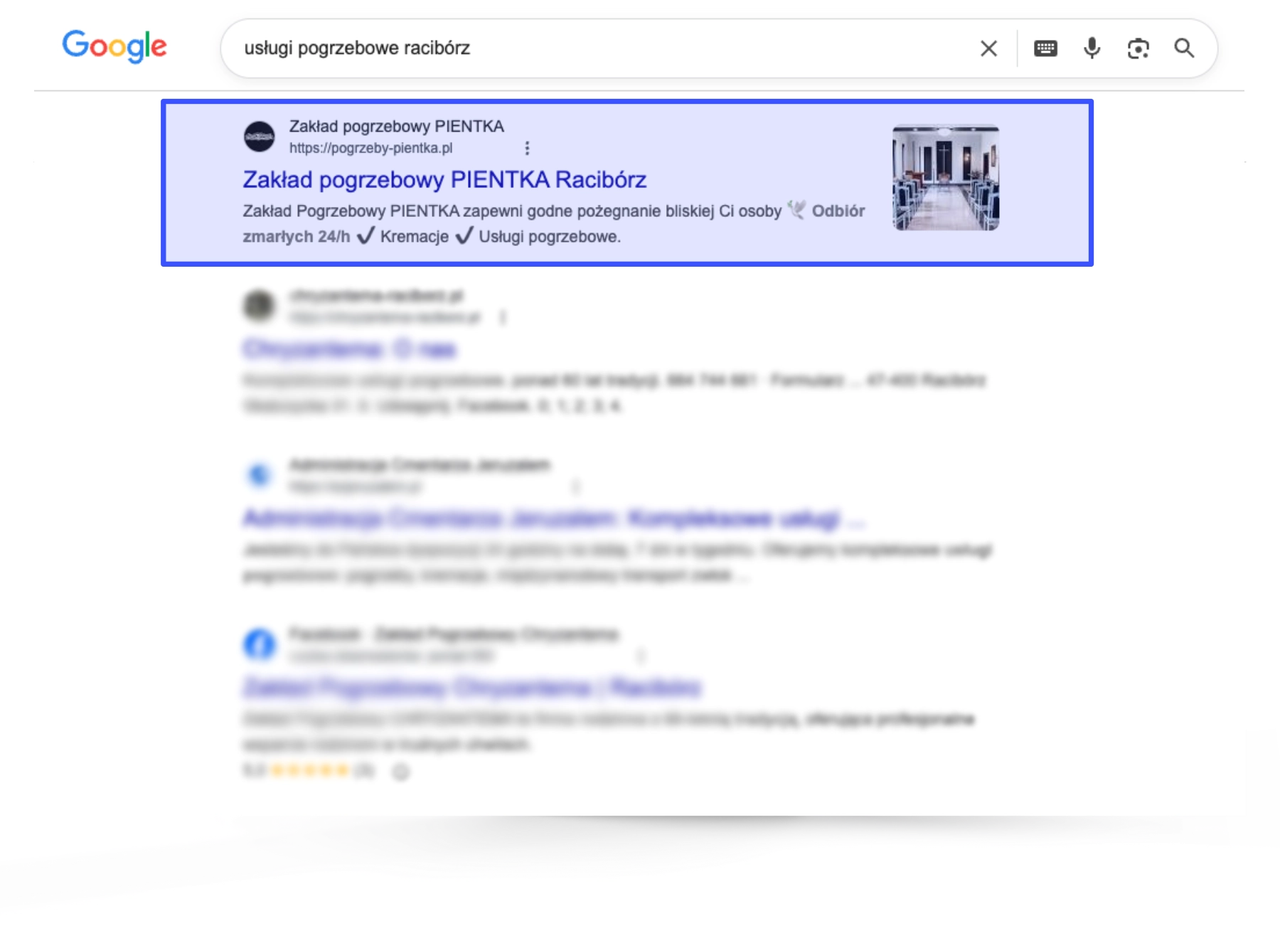 Strona, która pojawia się na wysokich pozycjach w wynikach oragnicznych wyszukiwarki internetowej Google.